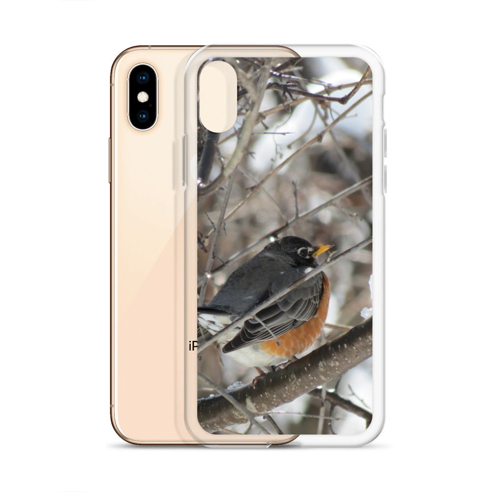 Coque transparente pour iPhone® - Snowy Robin