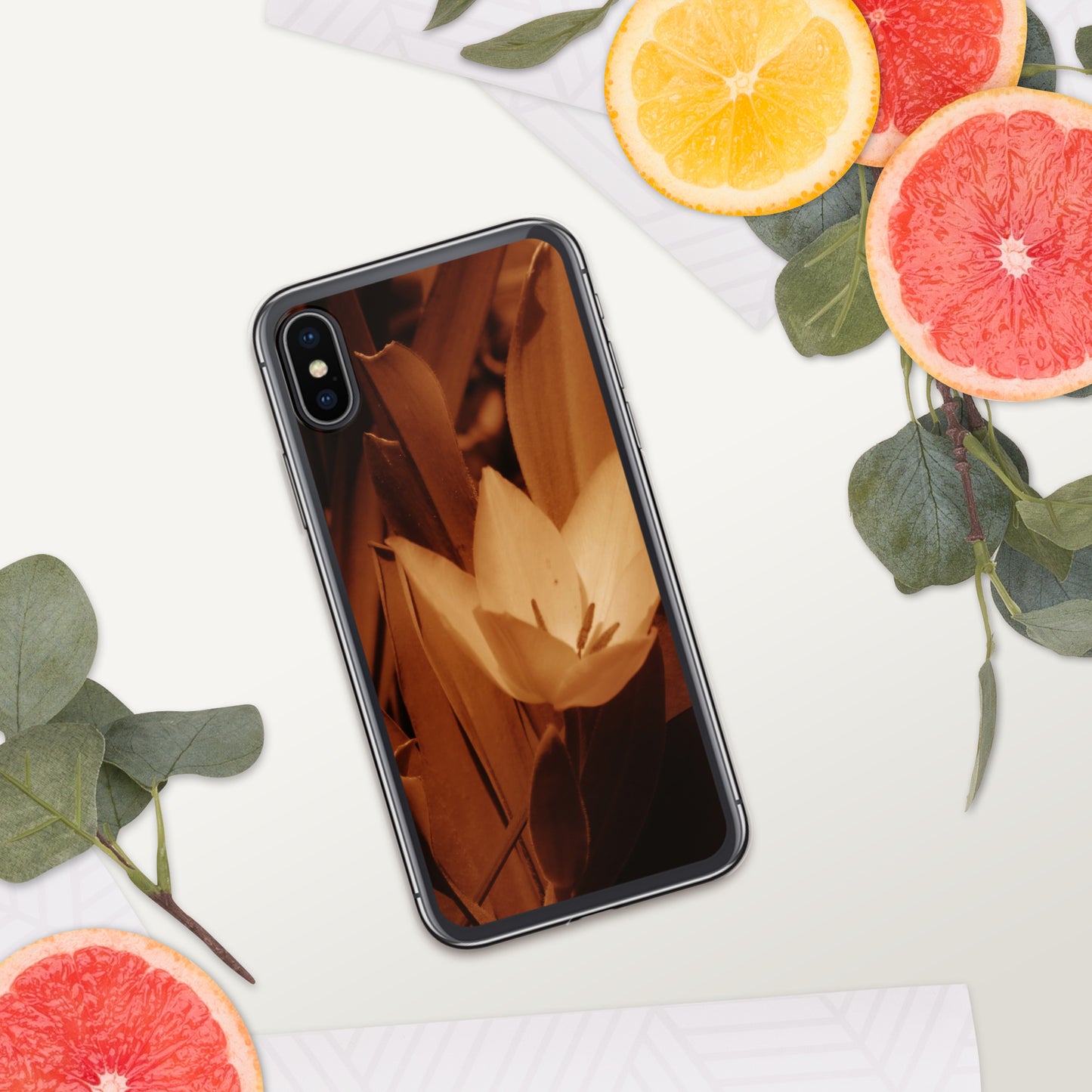 Clear Case for iPhone® - Sepia Opened Tulip