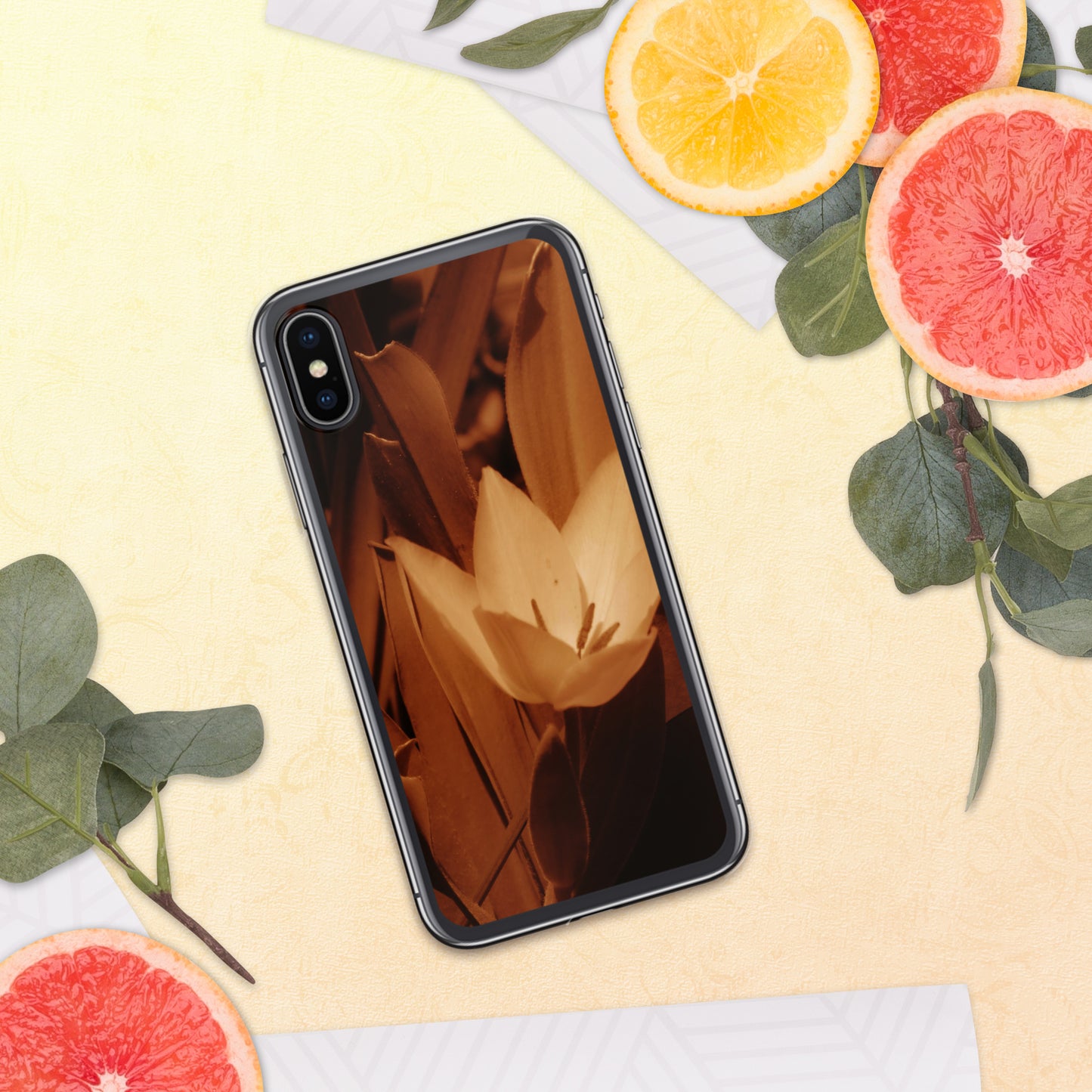 Clear Case for iPhone® - Sepia Opened Tulip