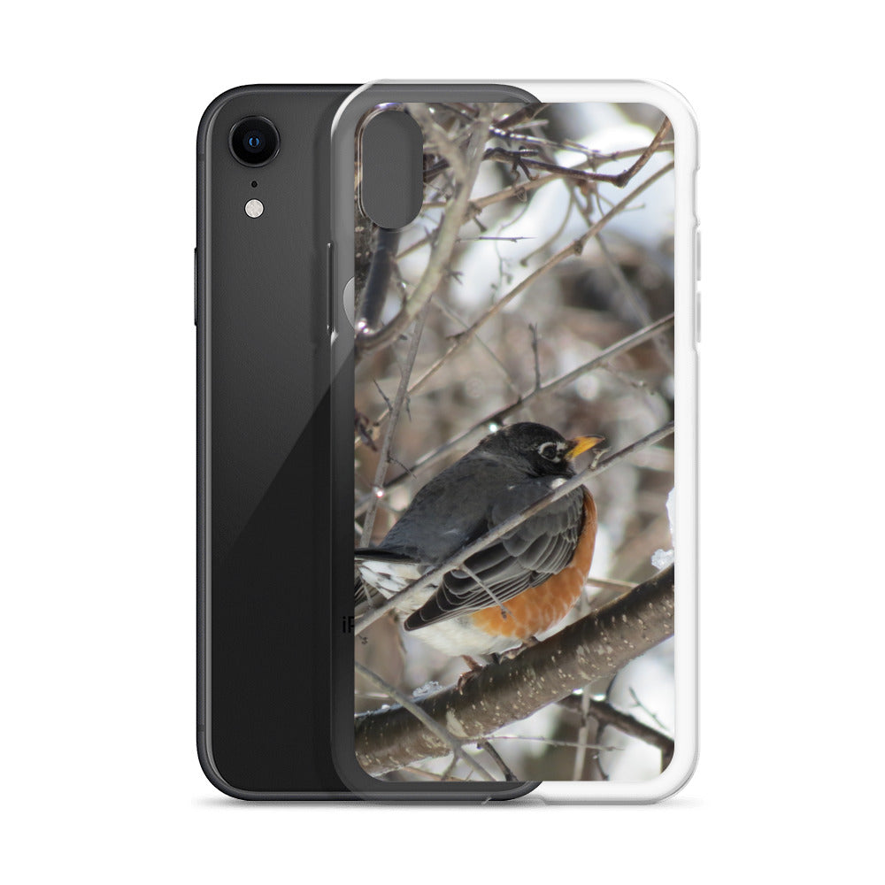 Coque transparente pour iPhone® - Snowy Robin