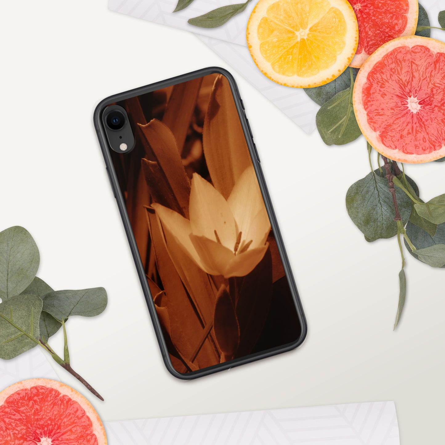 Clear Case for iPhone® - Sepia Opened Tulip