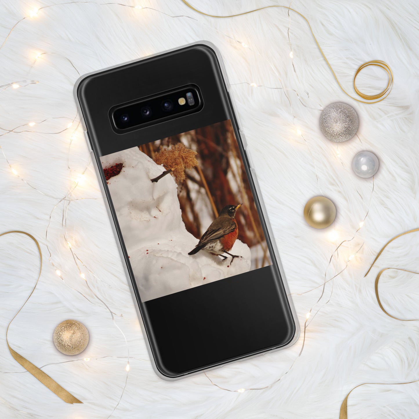 Étui transparent pour Samsung® - Bonhomme de neige et Robin