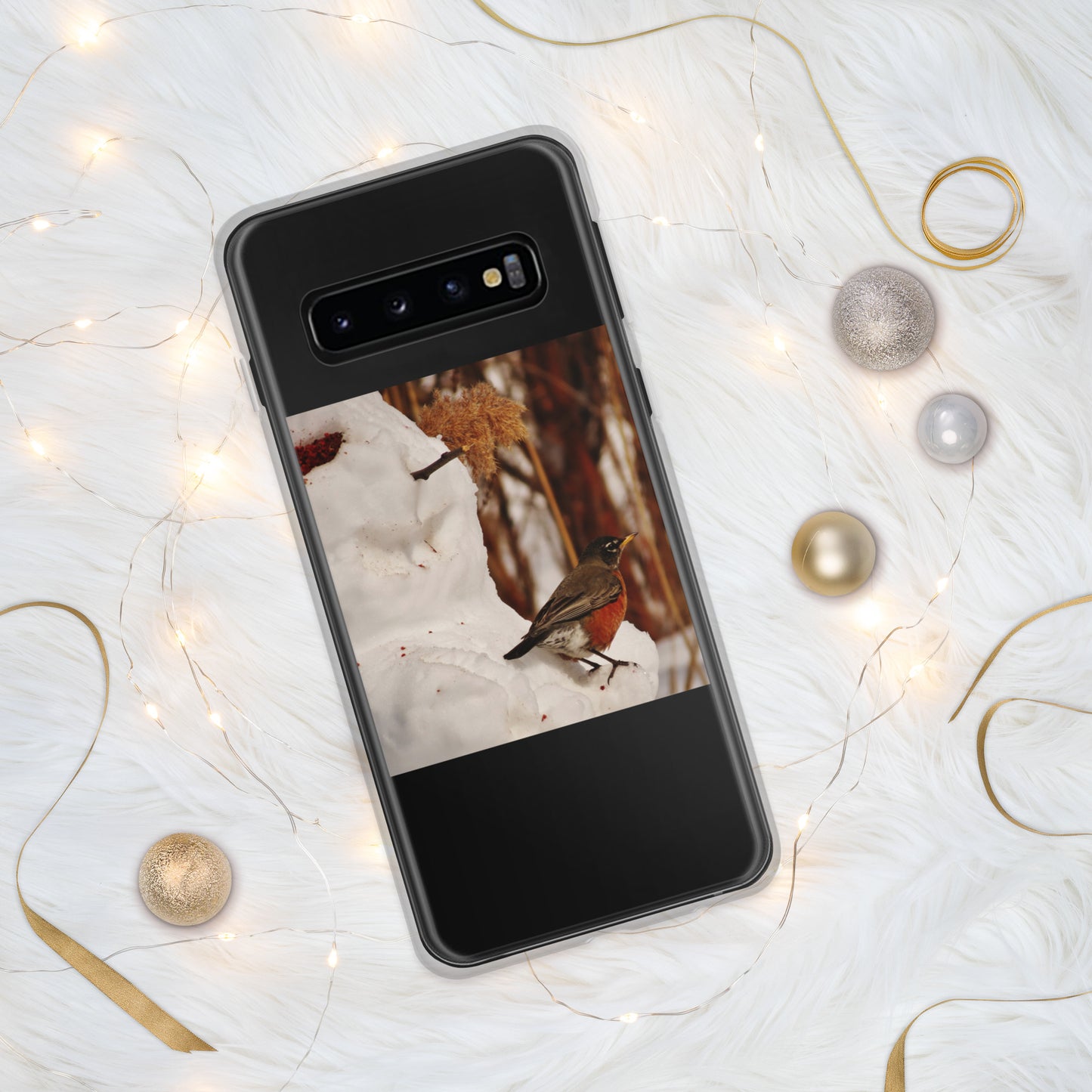 Étui transparent pour Samsung® - Bonhomme de neige et Robin