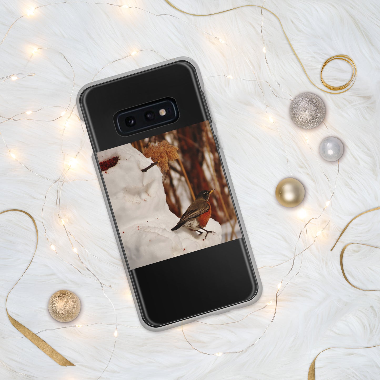 Étui transparent pour Samsung® - Bonhomme de neige et Robin