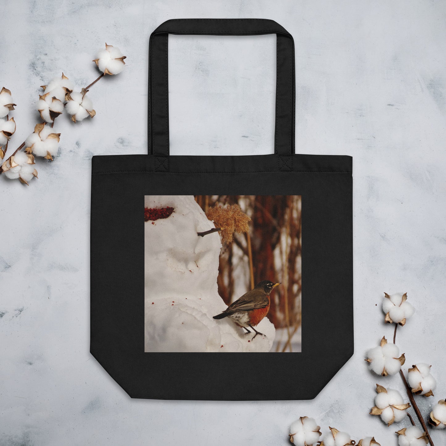 Eco Tote Bag- Snowman & Robin