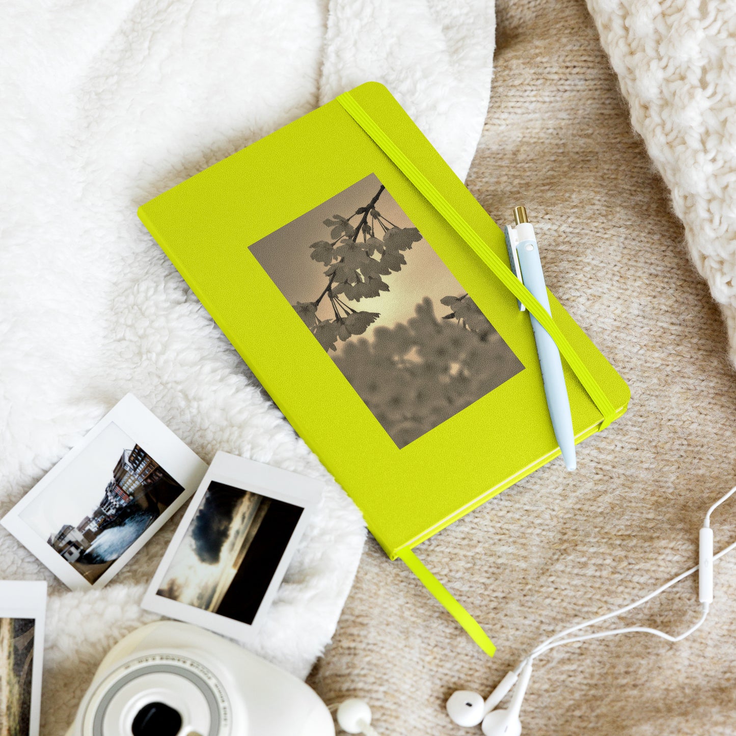 Hardcover bound notebook - Sepia Cherry Blossoms