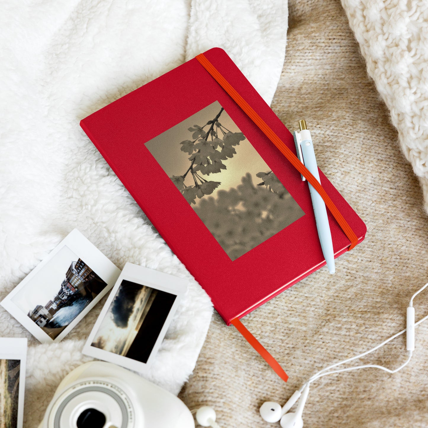 Hardcover bound notebook - Sepia Cherry Blossoms