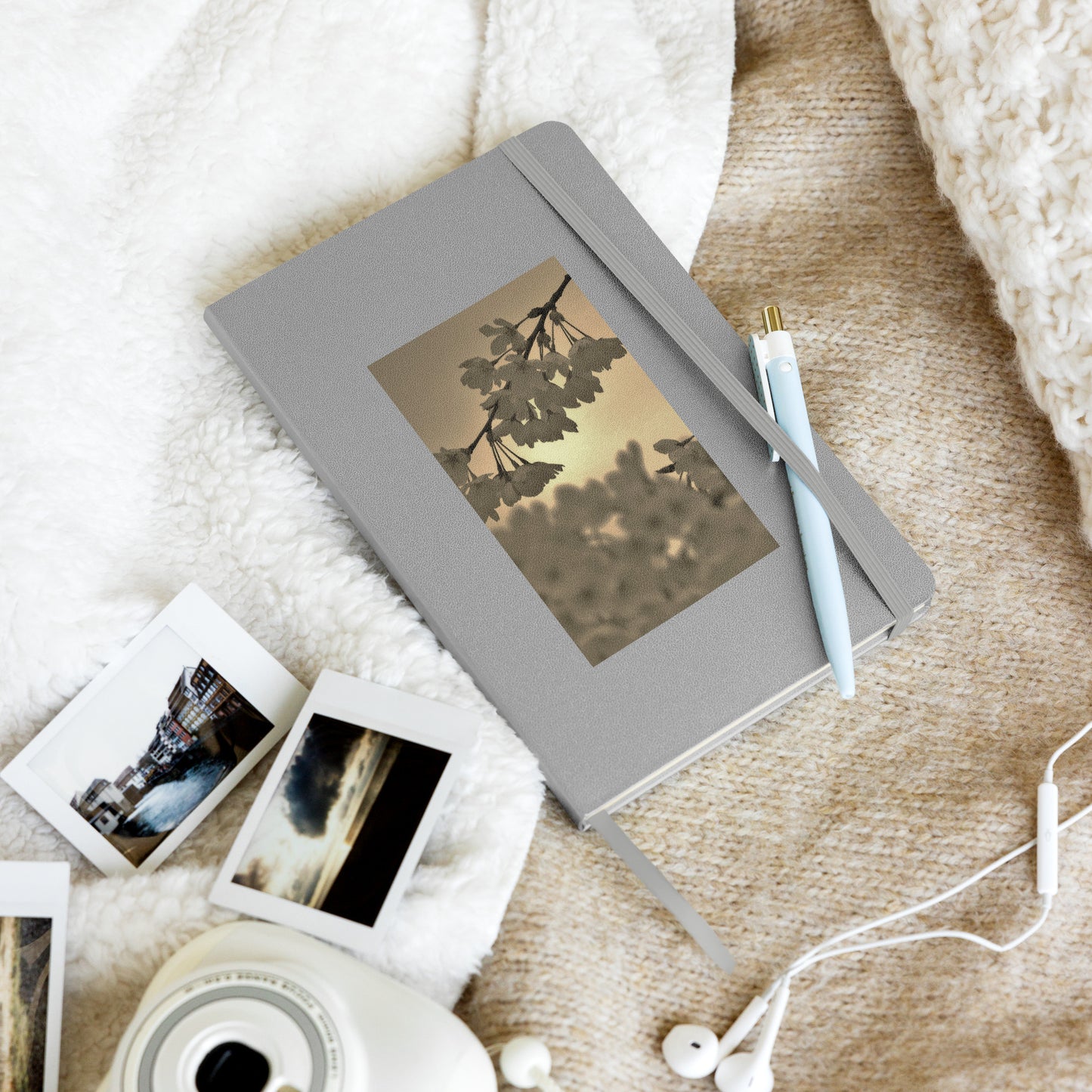 Hardcover bound notebook - Sepia Cherry Blossoms