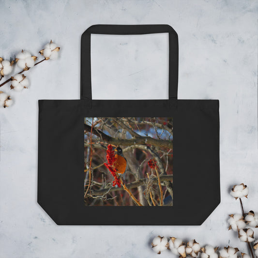 Large organic tote bag- Snackin' Robin
