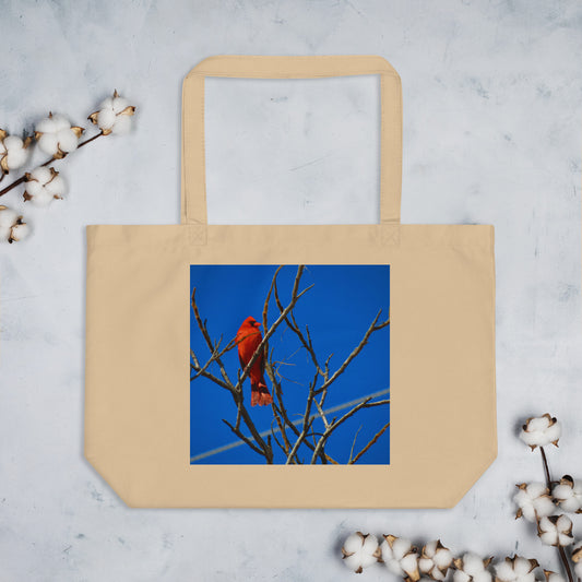 Large organic tote bag- Red Cardinal