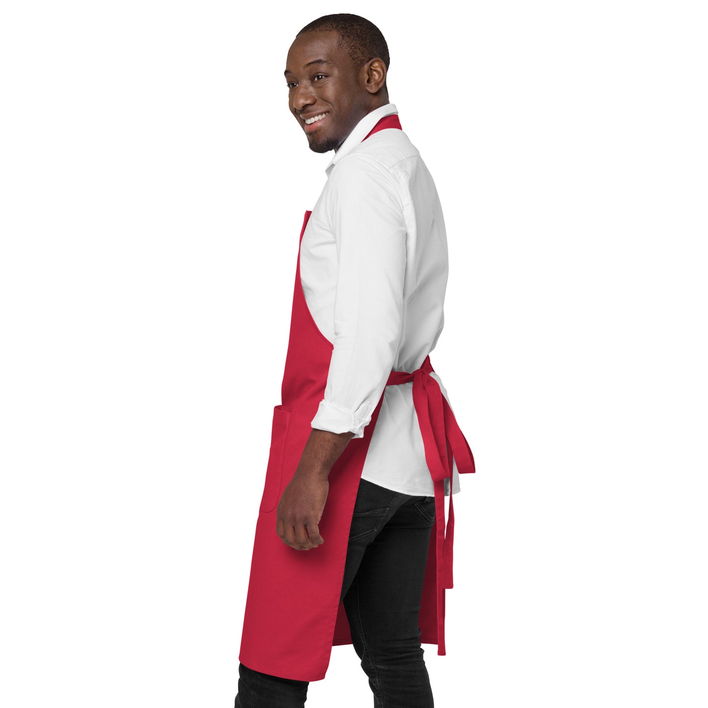 Organic Cotton Apron - Snowy Robin (b/w)