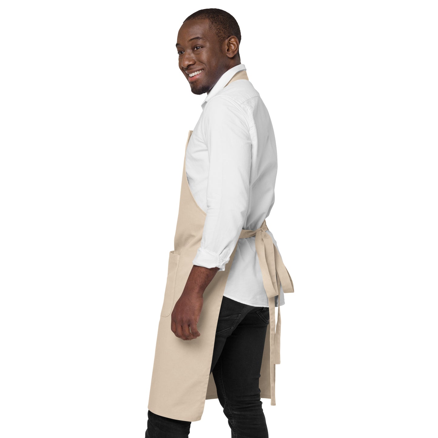 Organic Cotton Apron - Snowy Robin (b/w)
