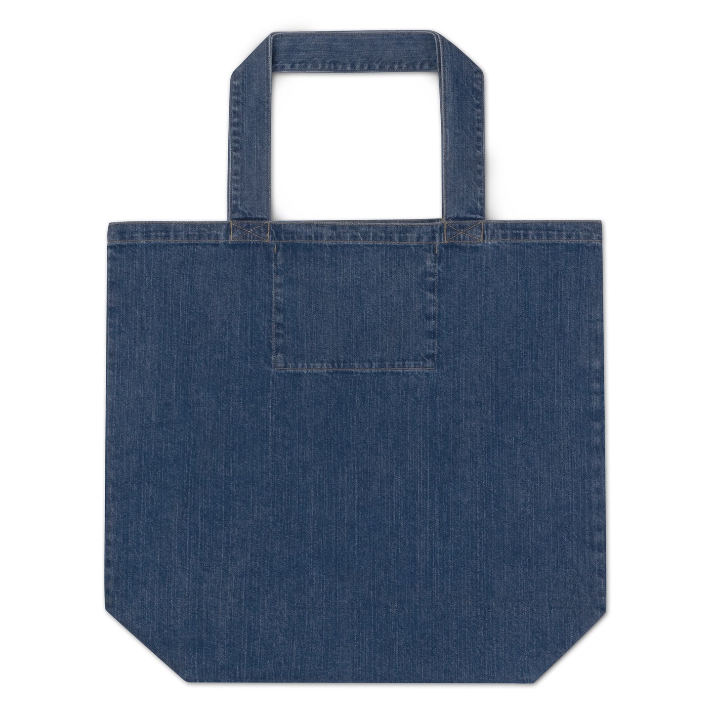 Organic denim tote bag - Behind Dee Camera® logo (background)