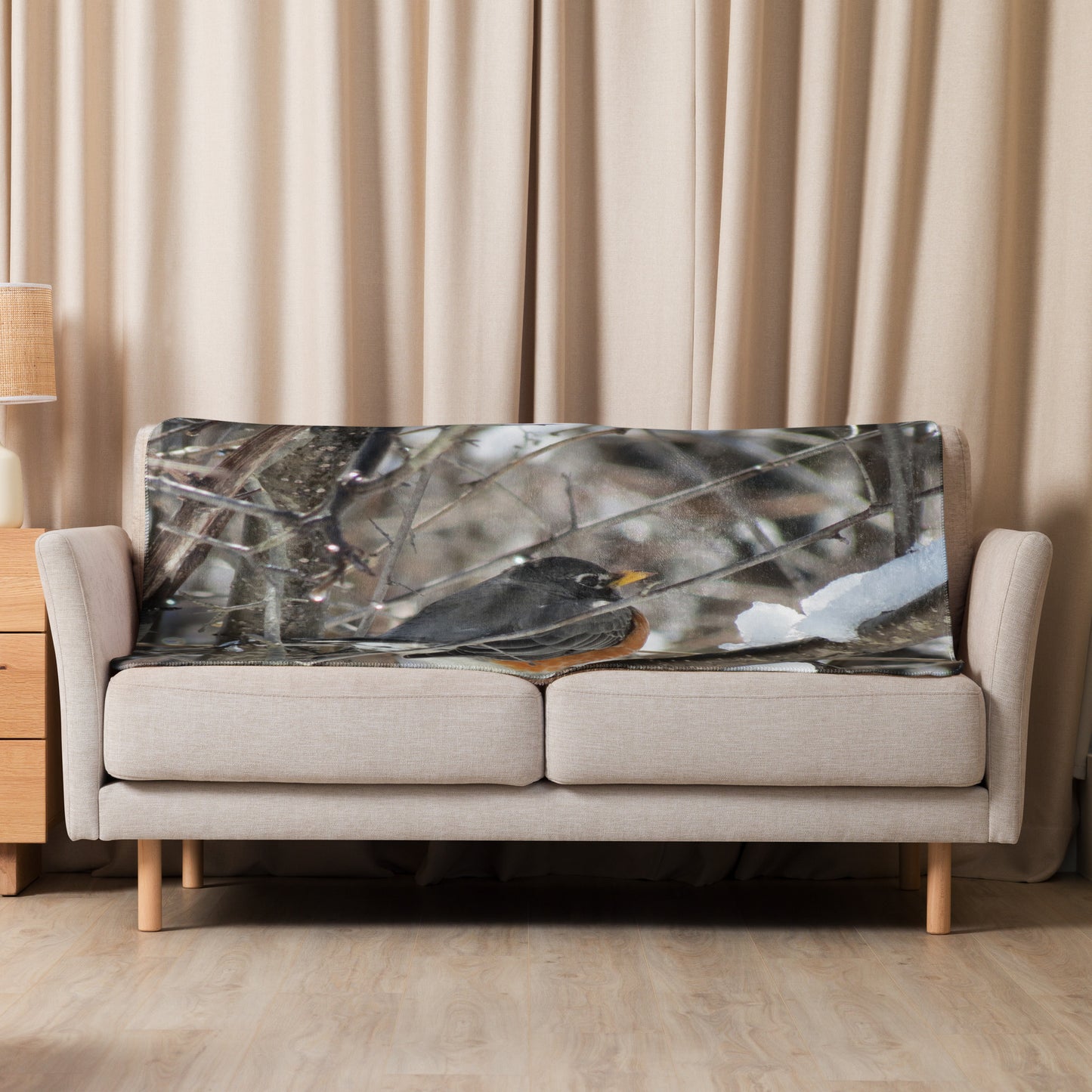 Sherpa blanket - Snowy Robin