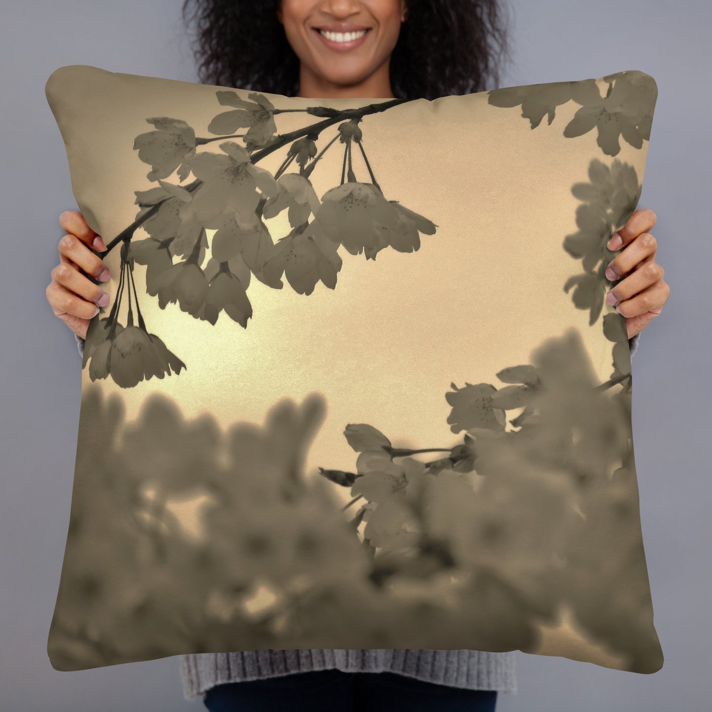 Basic Pillow - Sepia Cherry Blossoms