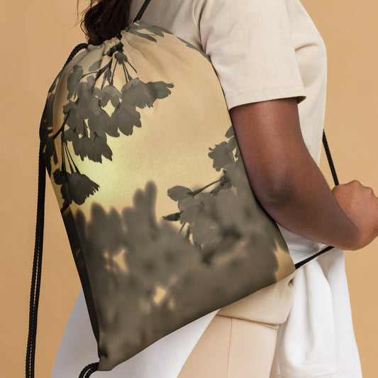 Drawstring bag - Sepia Cherry Blossoms