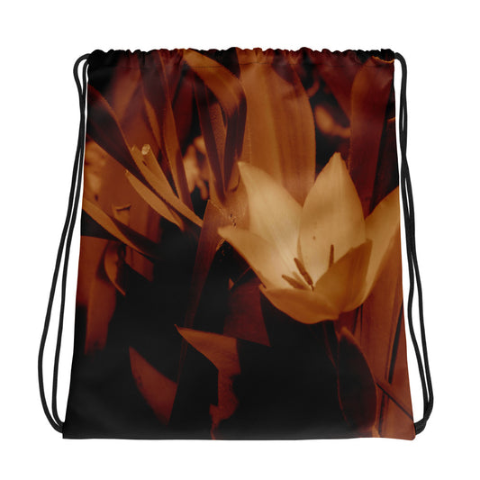 Drawstring bag - Sepia Opened Tulip