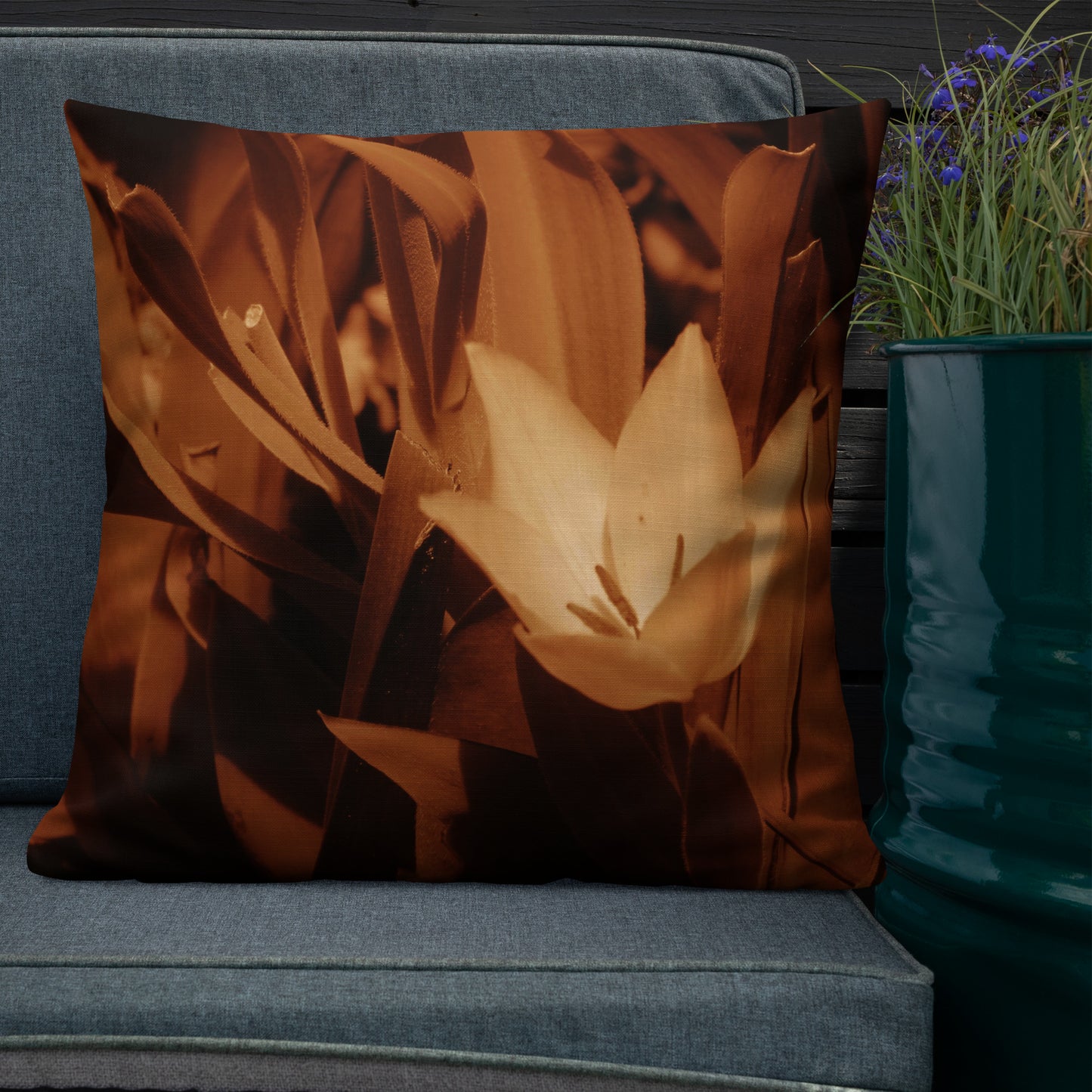 Premium Pillow - Sepia Opened Tulip