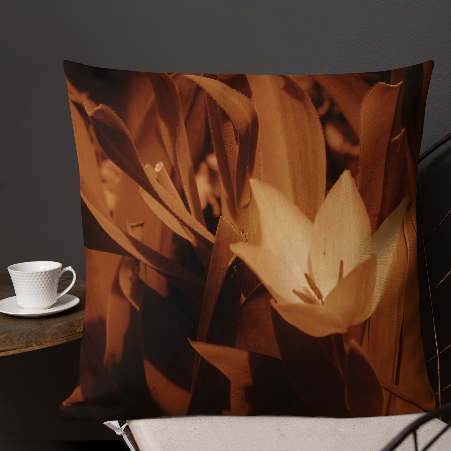 Premium Pillow - Sepia Opened Tulip