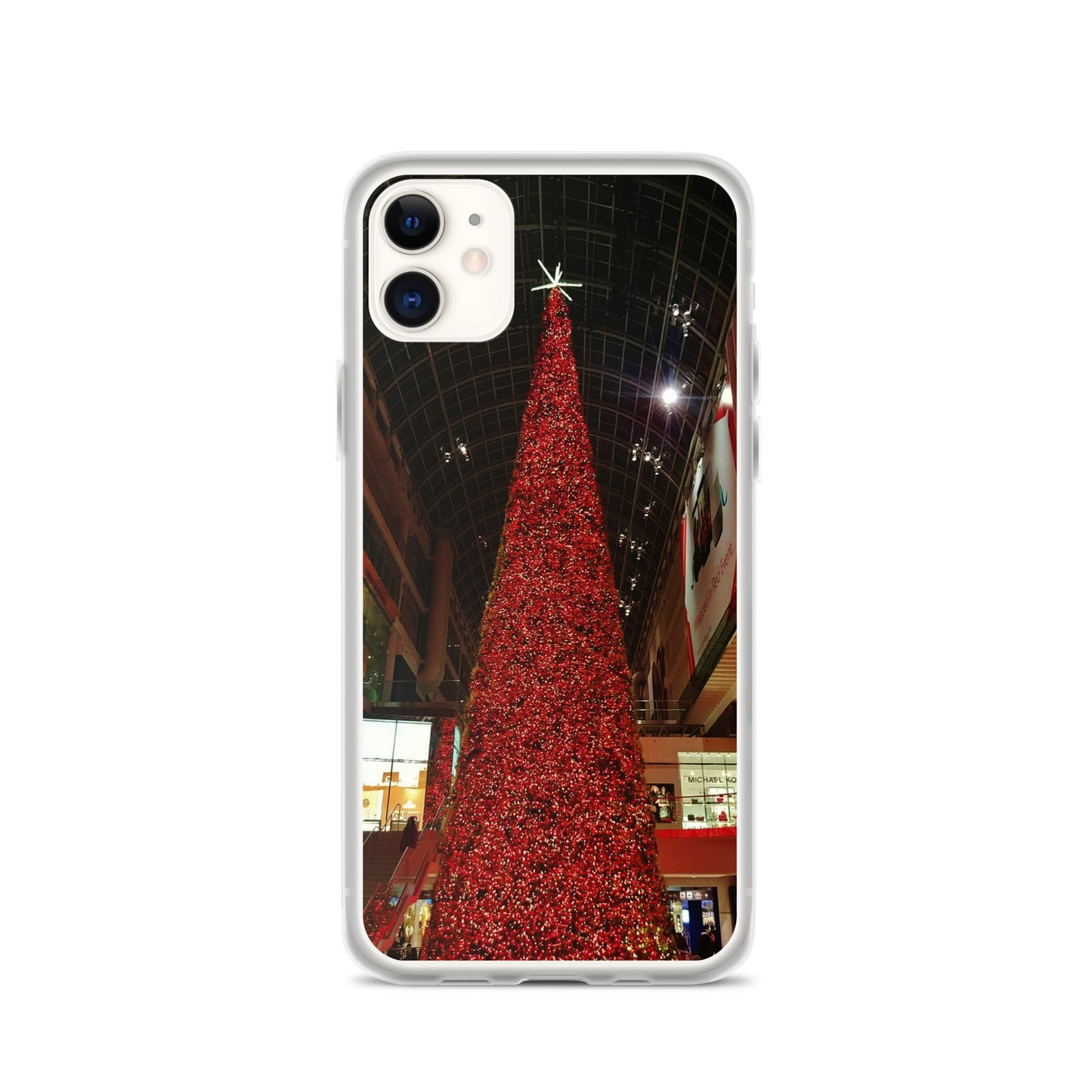 Coque transparente pour iPhone® - Sapin de Noël rouge