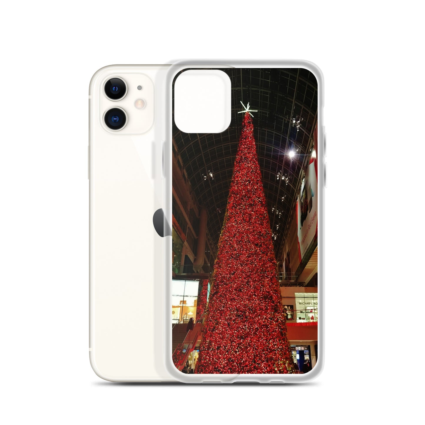 Coque transparente pour iPhone® - Sapin de Noël rouge