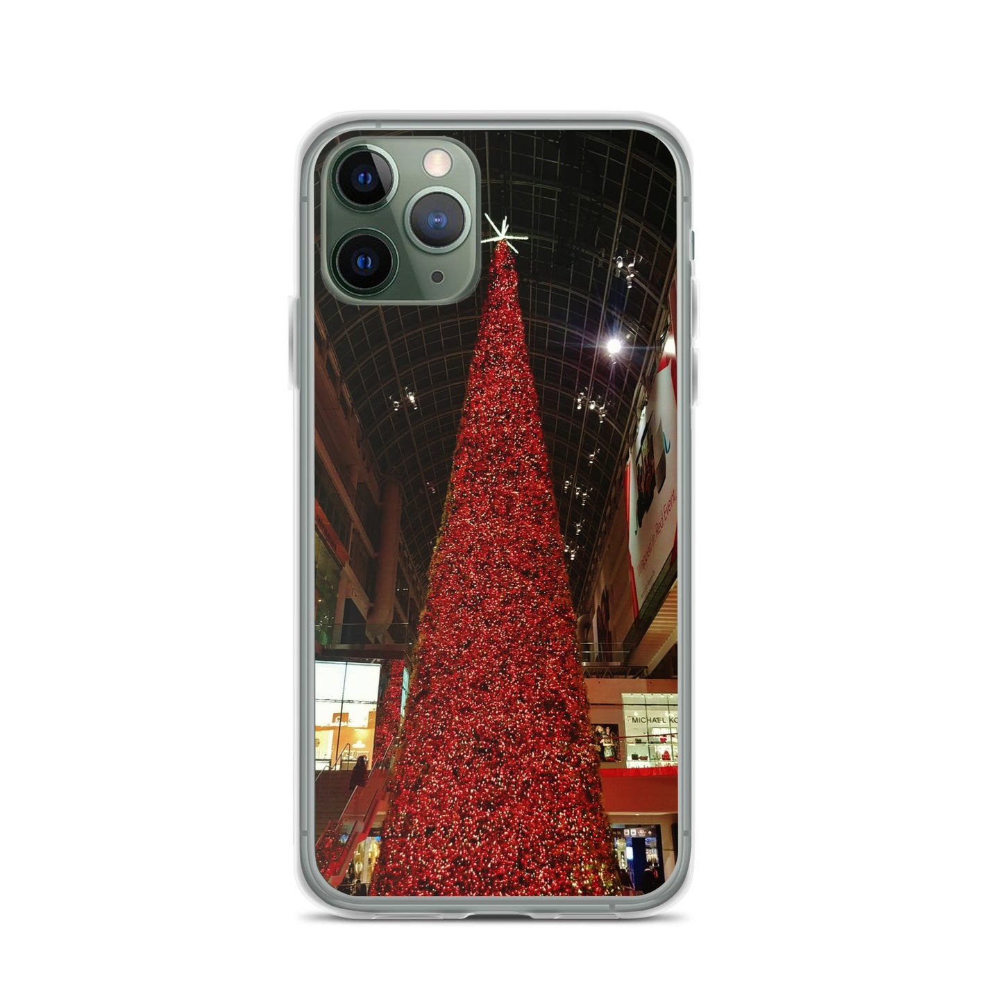 Coque transparente pour iPhone® - Sapin de Noël rouge