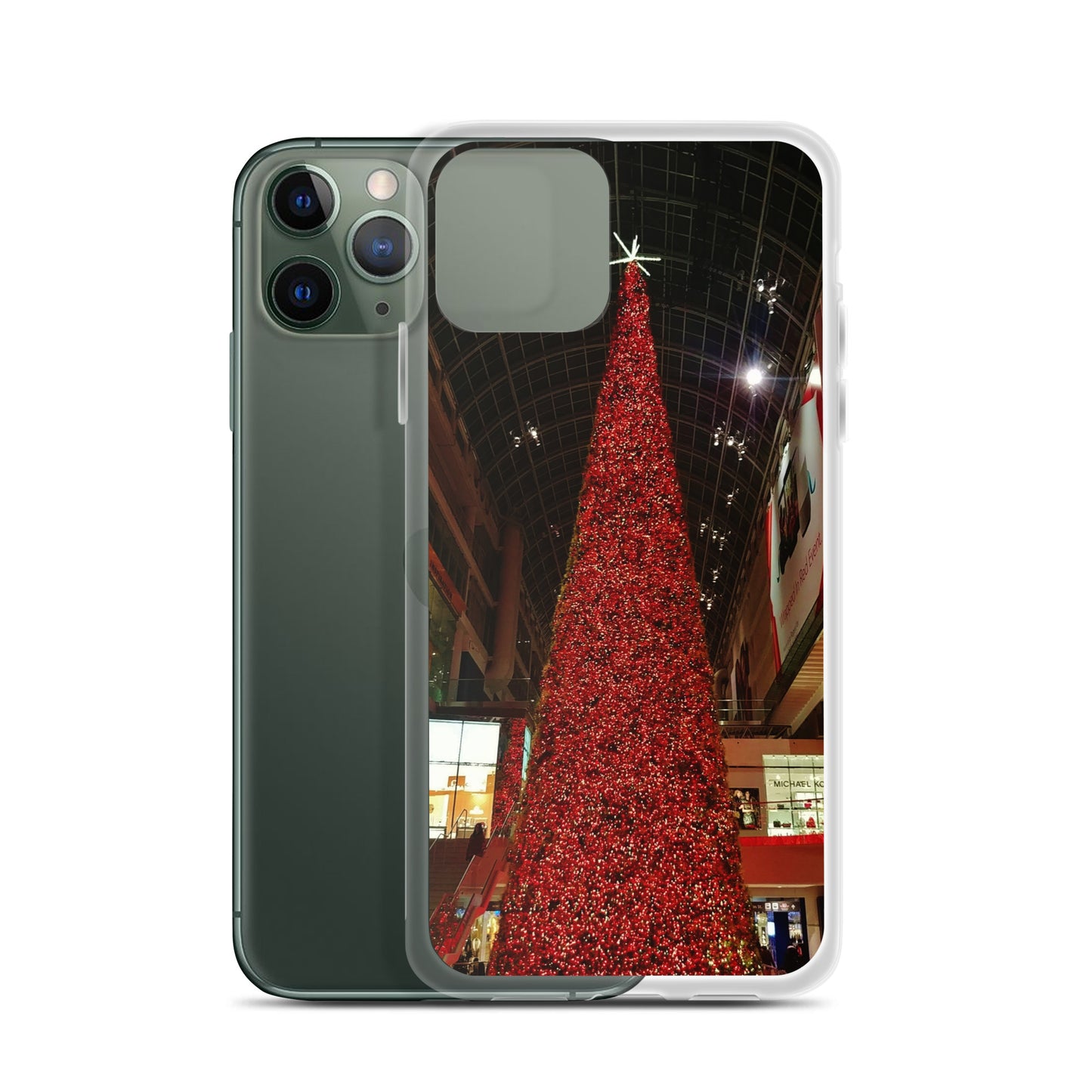 Coque transparente pour iPhone® - Sapin de Noël rouge