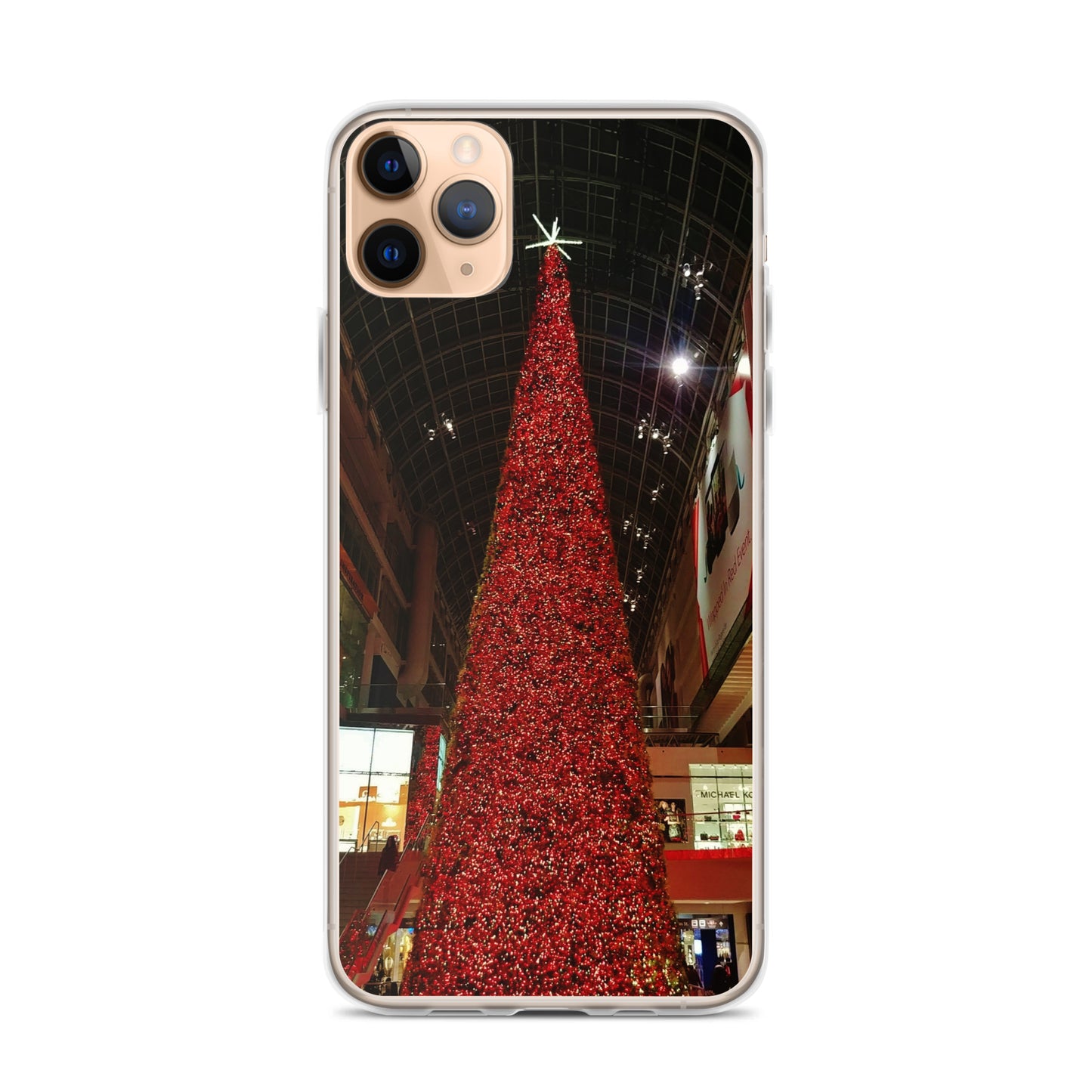 Coque transparente pour iPhone® - Sapin de Noël rouge