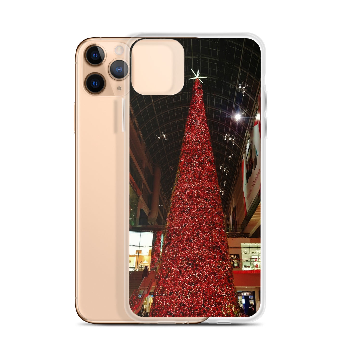 Coque transparente pour iPhone® - Sapin de Noël rouge