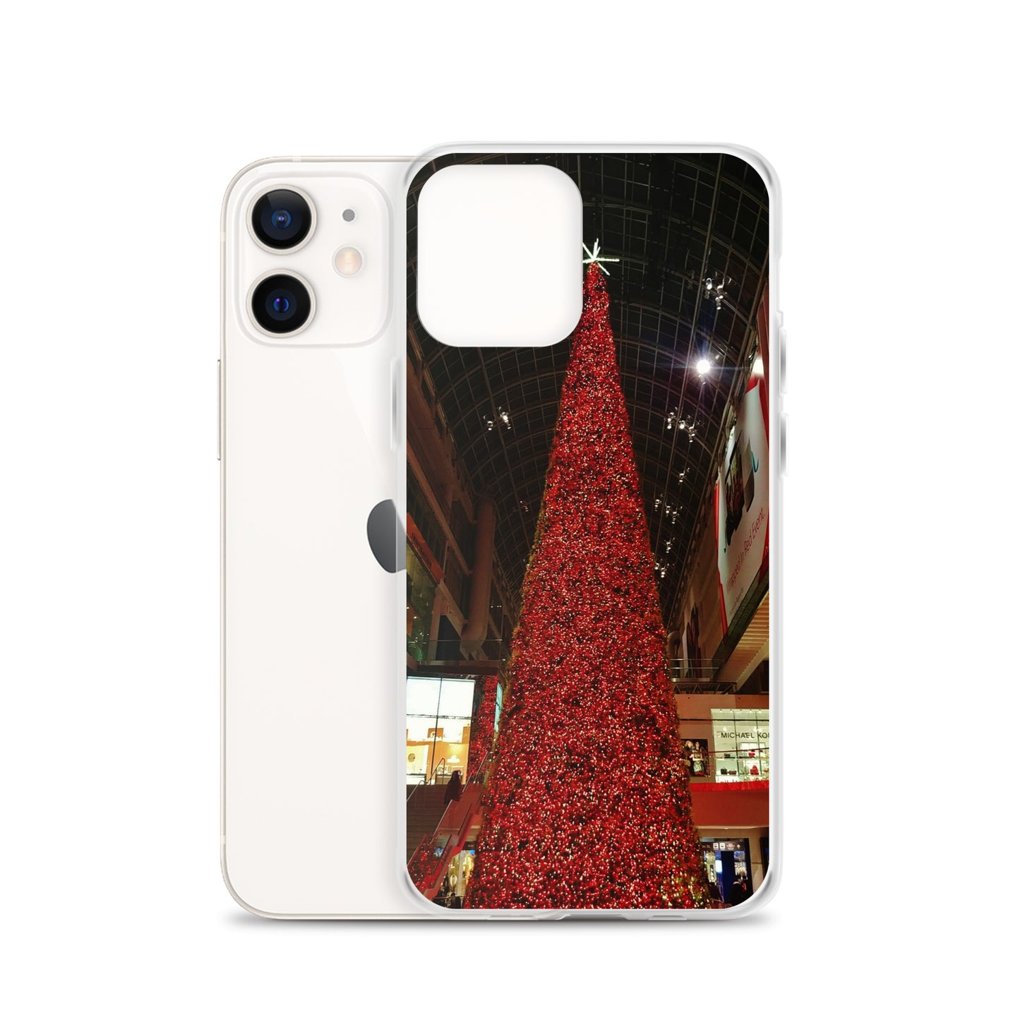 Coque transparente pour iPhone® - Sapin de Noël rouge