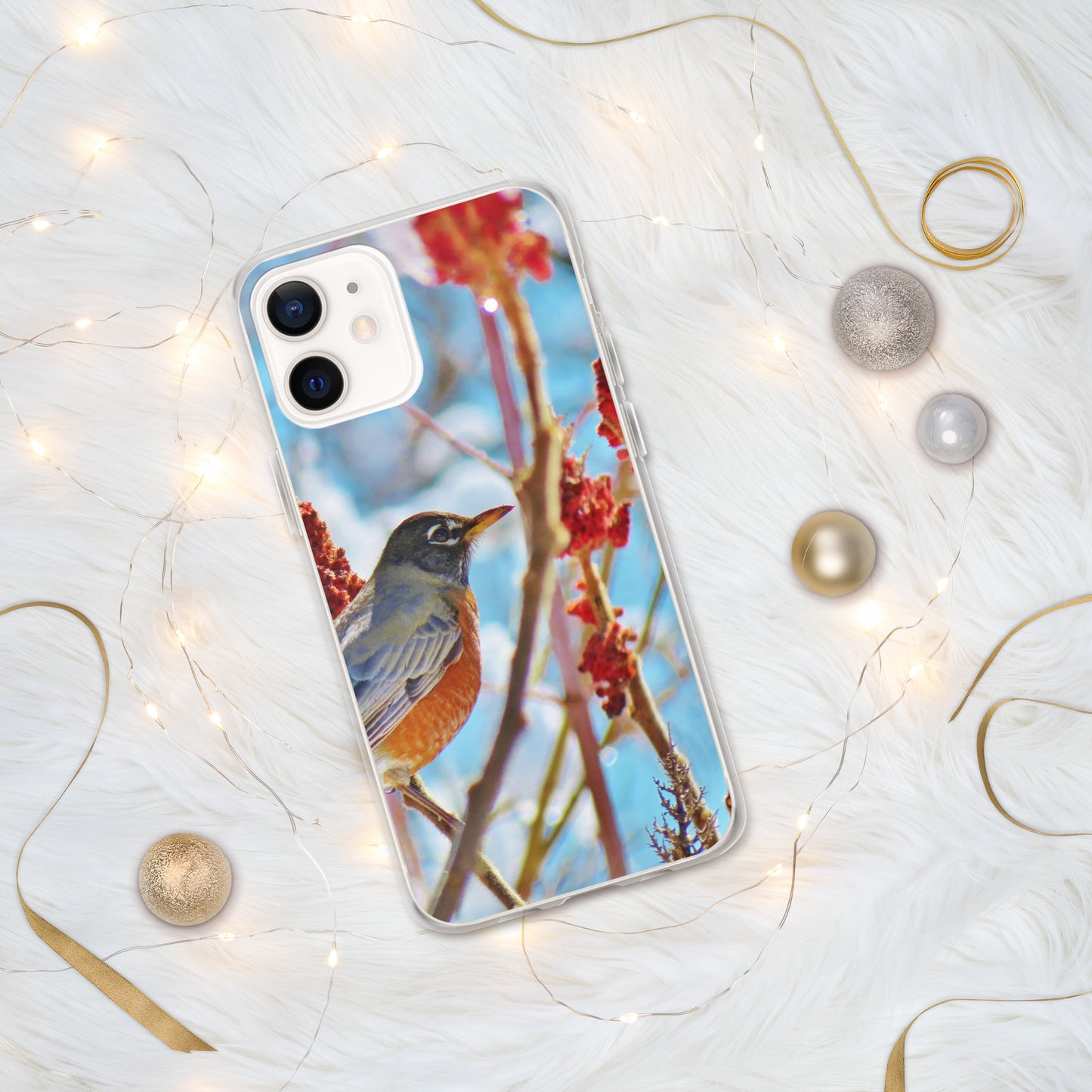 Clear Case for iPhone®- Robin in Sumac Tree