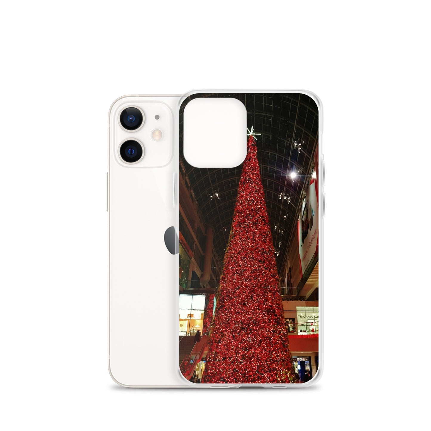 Coque transparente pour iPhone® - Sapin de Noël rouge