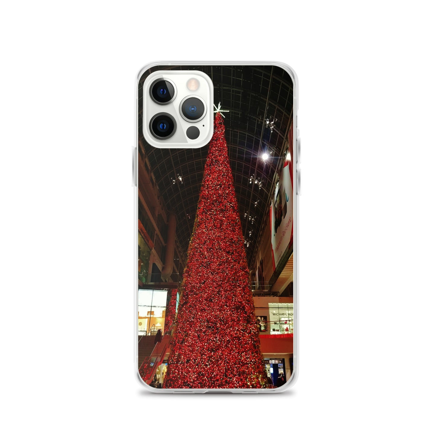 Coque transparente pour iPhone® - Sapin de Noël rouge