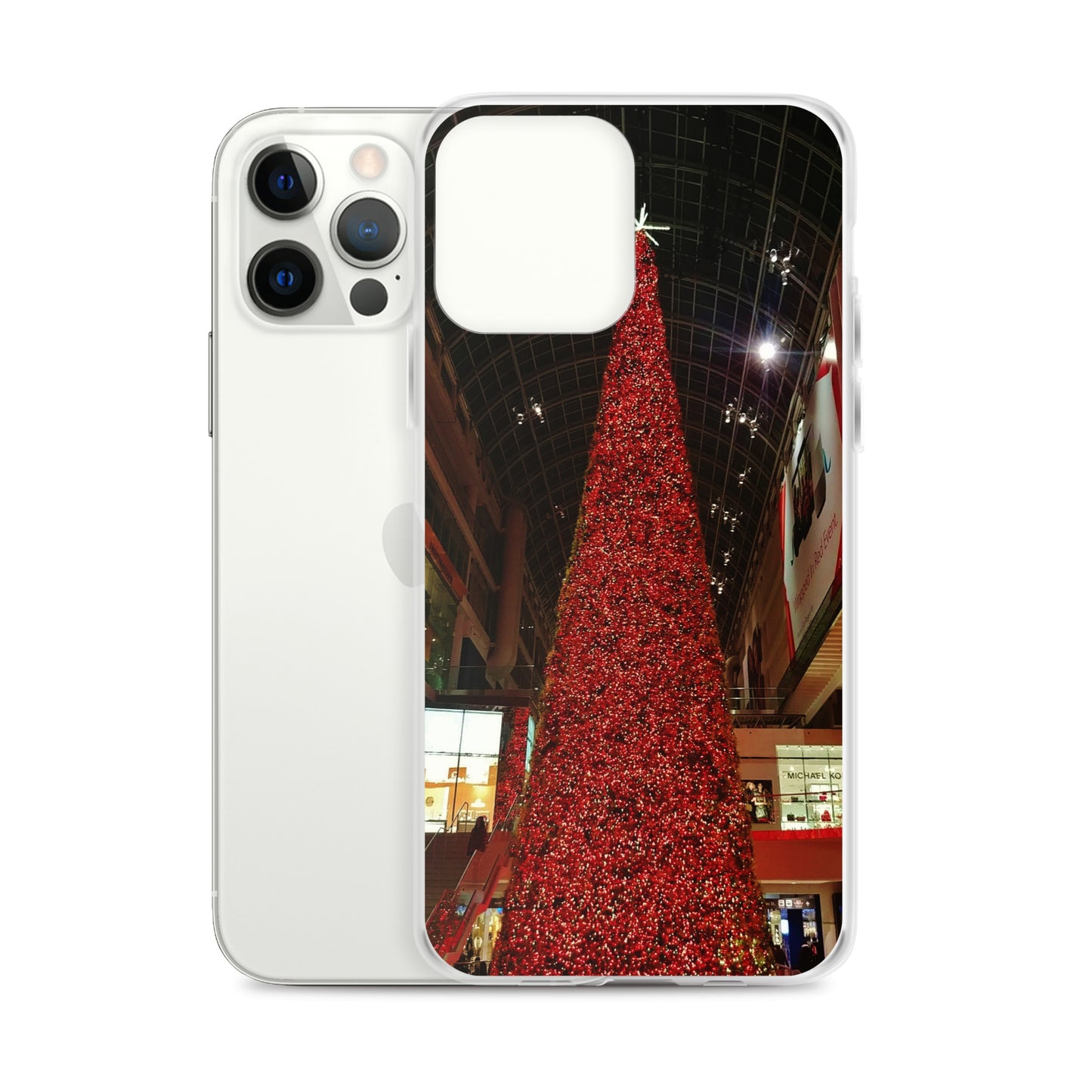 Coque transparente pour iPhone® - Sapin de Noël rouge