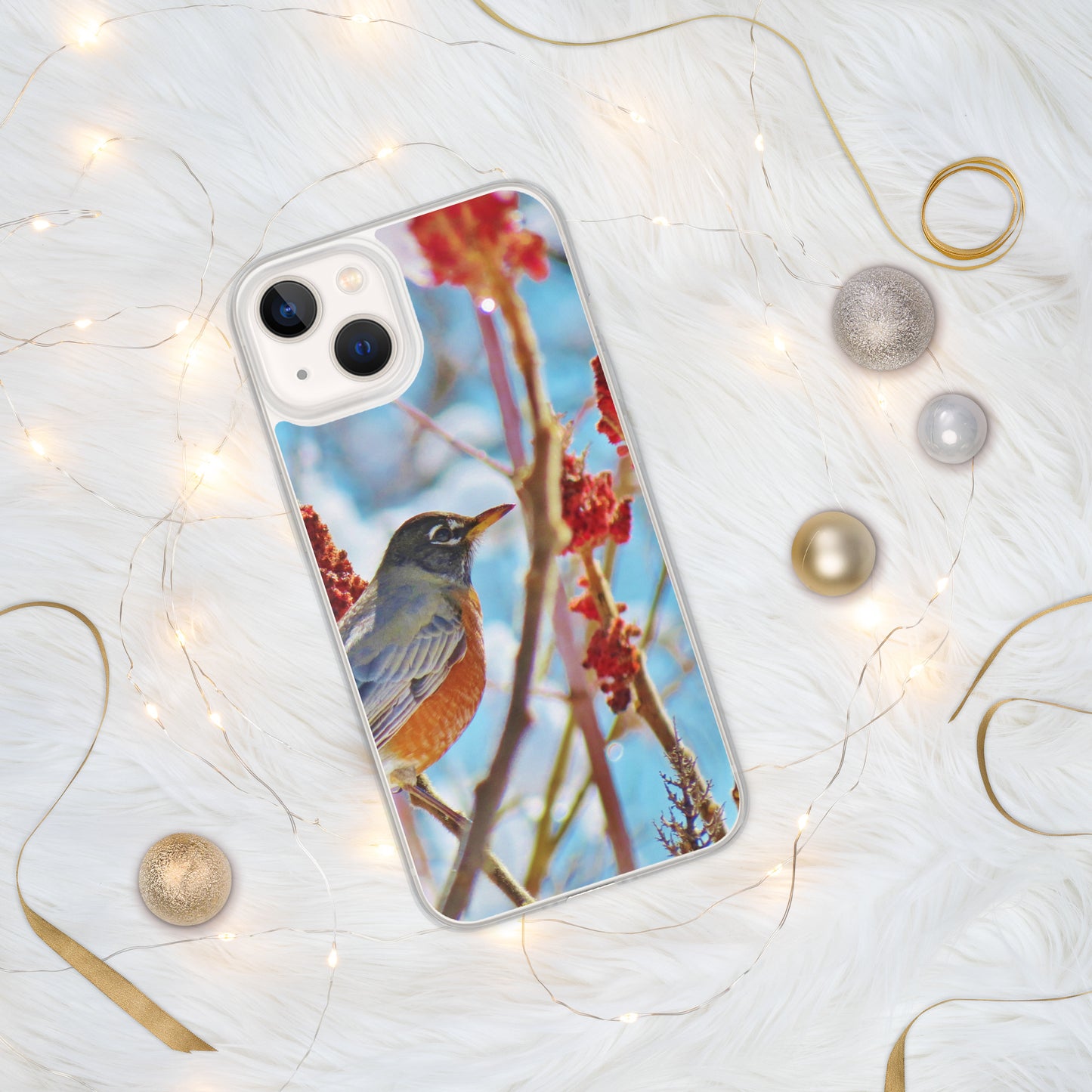 Clear Case for iPhone®- Robin in Sumac Tree