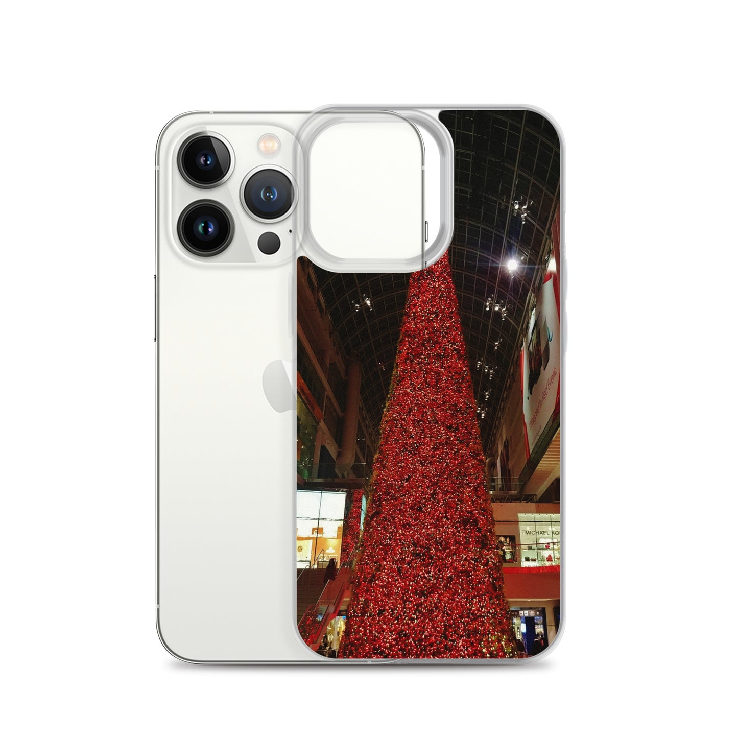 Coque transparente pour iPhone® - Sapin de Noël rouge