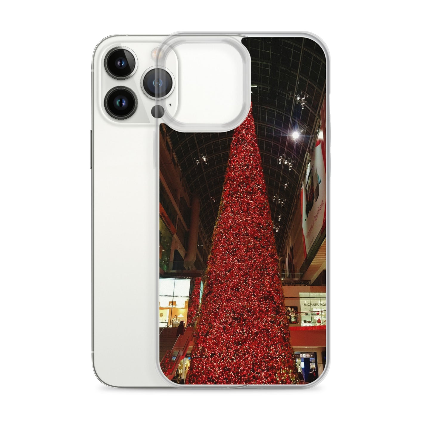 Coque transparente pour iPhone® - Sapin de Noël rouge