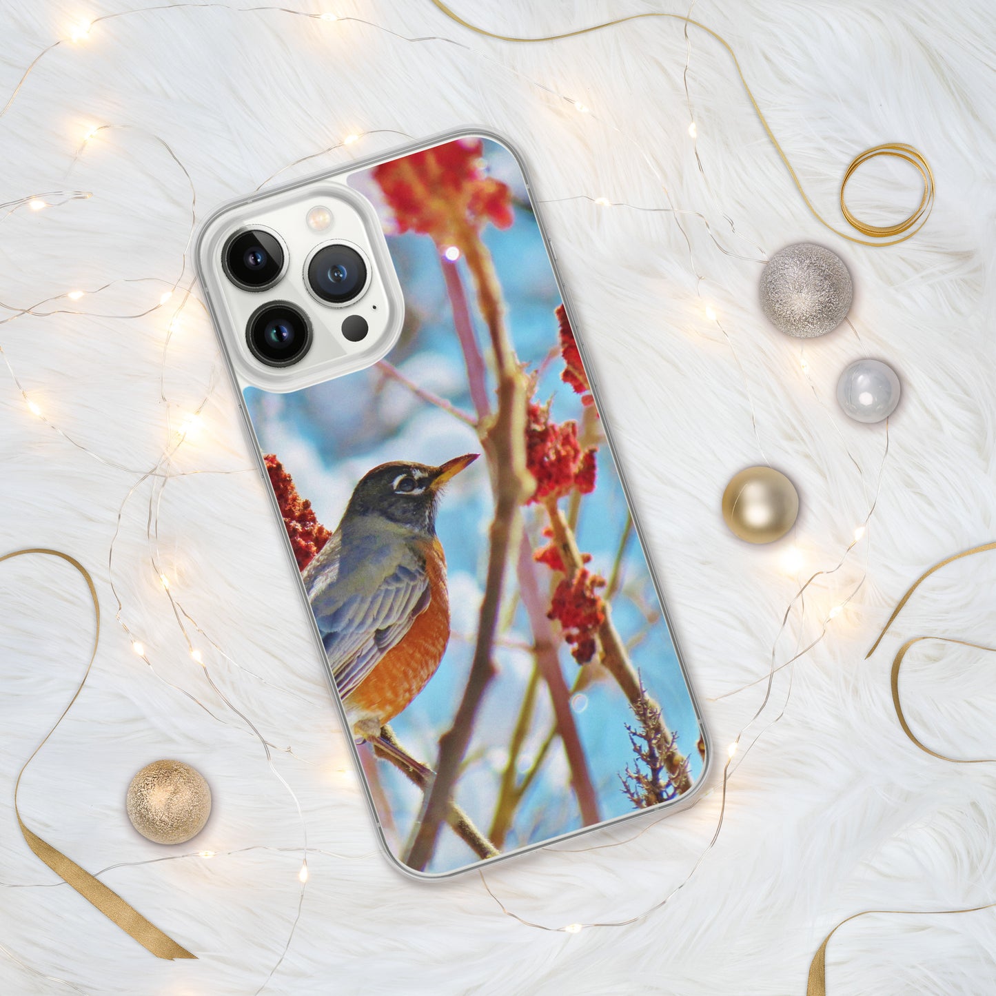 Clear Case for iPhone®- Robin in Sumac Tree