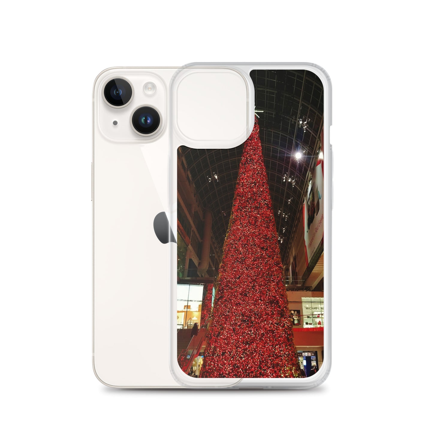 Coque transparente pour iPhone® - Sapin de Noël rouge