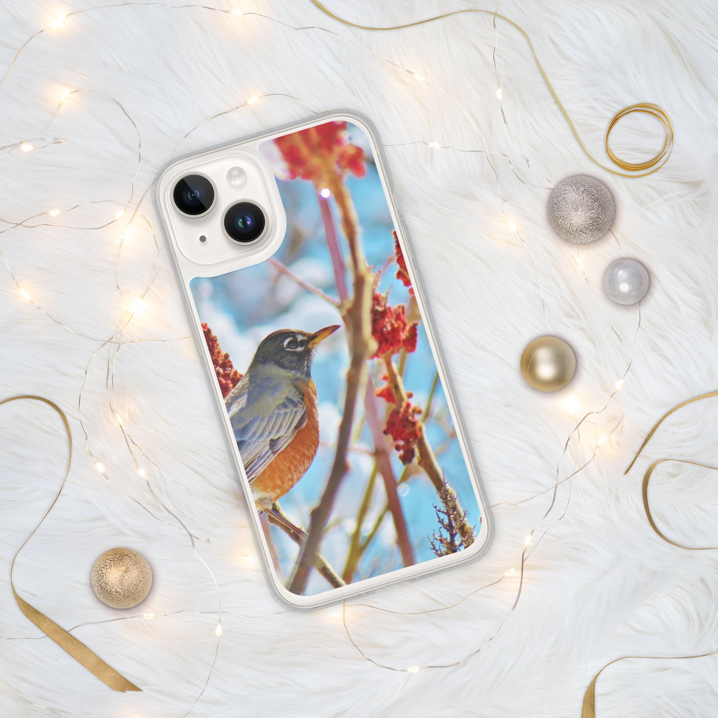 Clear Case for iPhone®- Robin in Sumac Tree