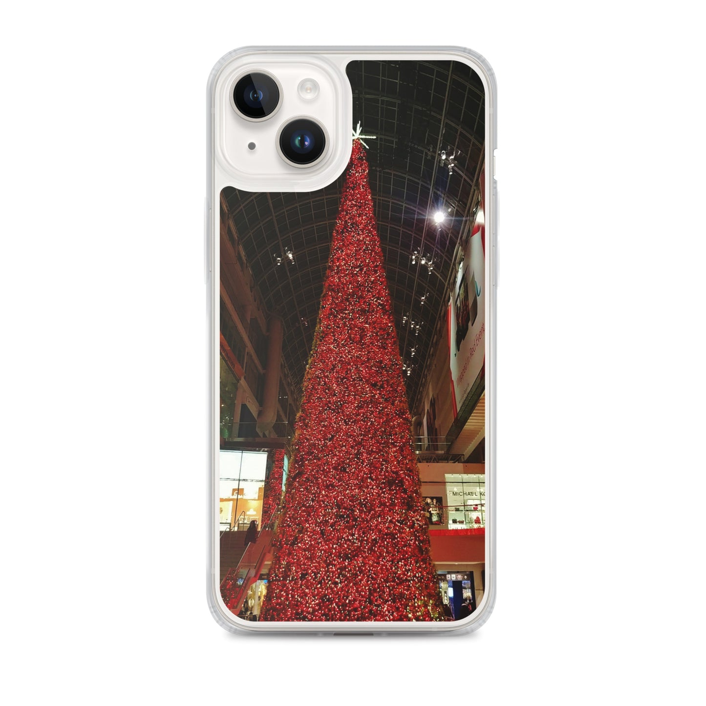 Coque transparente pour iPhone® - Sapin de Noël rouge