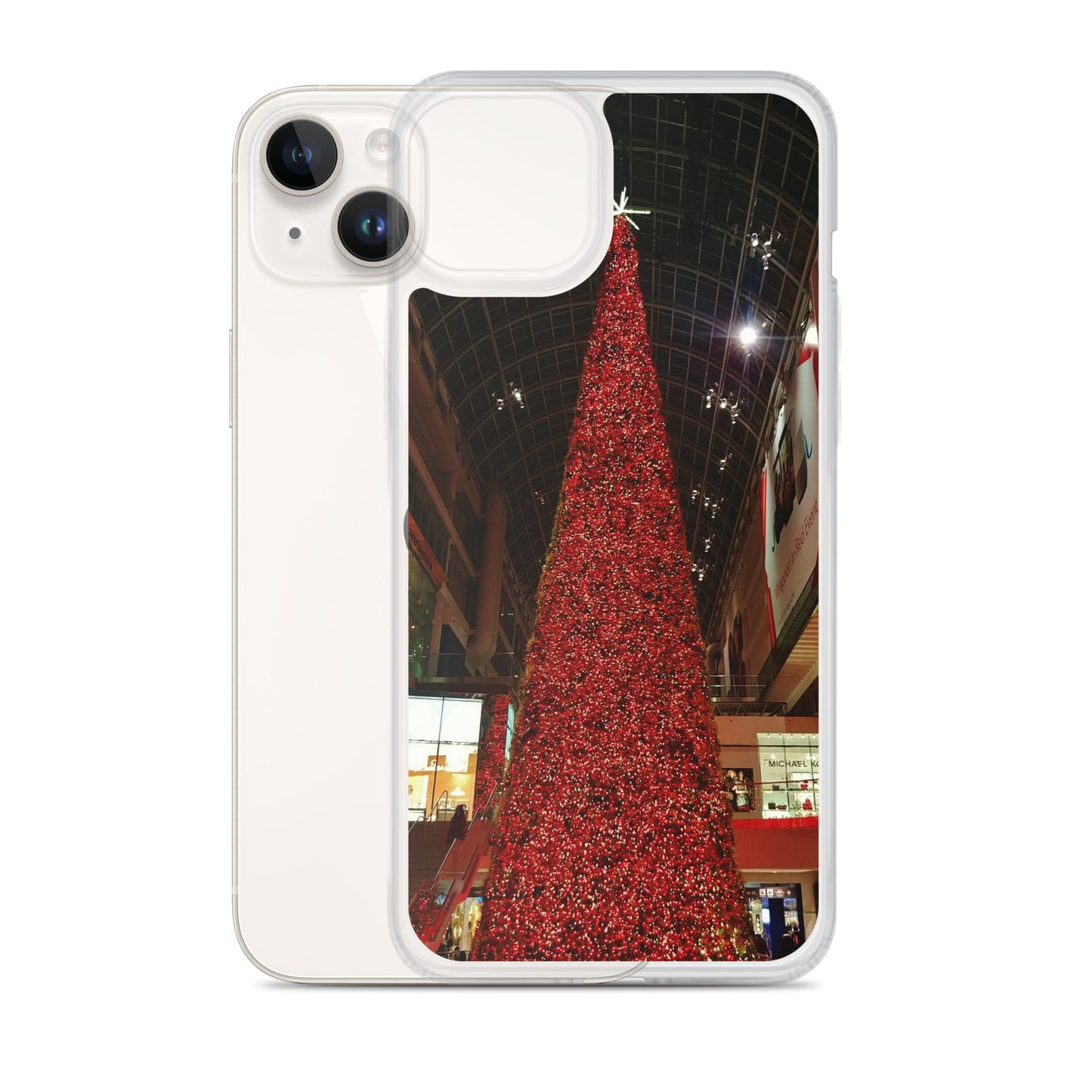 Coque transparente pour iPhone® - Sapin de Noël rouge