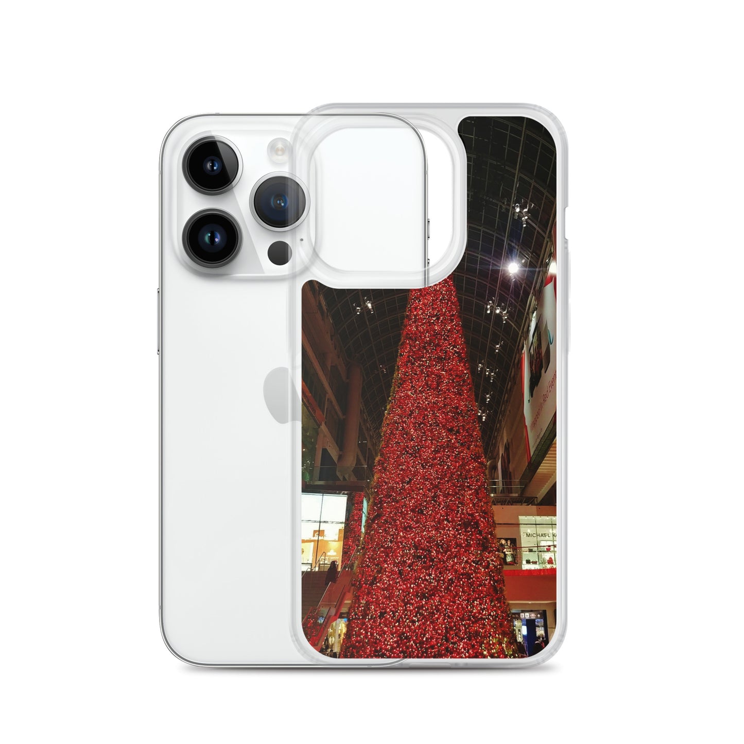 Coque transparente pour iPhone® - Sapin de Noël rouge