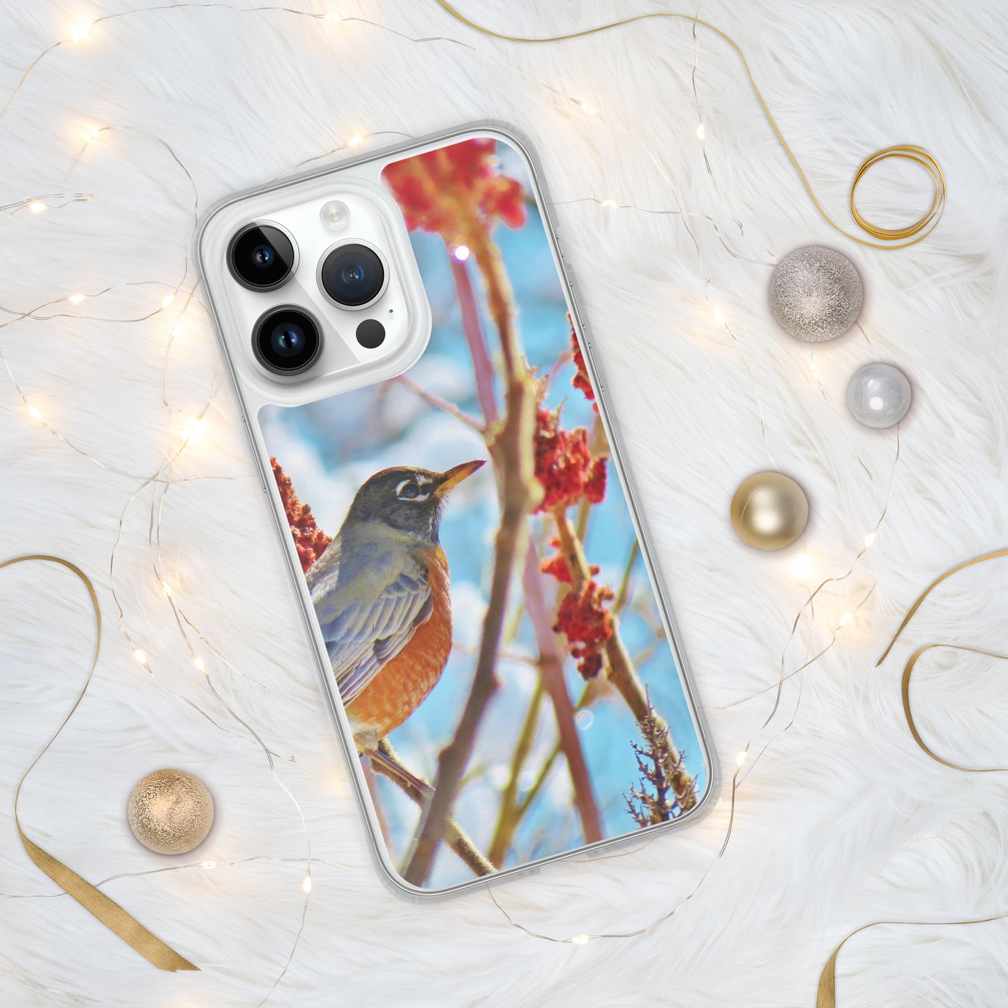 Clear Case for iPhone®- Robin in Sumac Tree