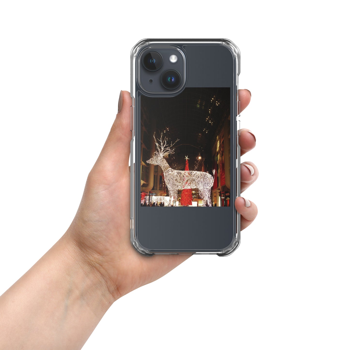 Coque transparente pour iPhone® - Lumières de Noël