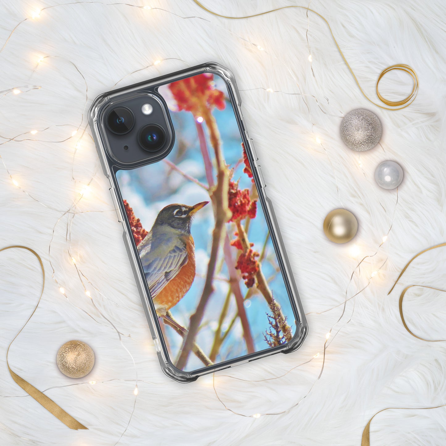 Clear Case for iPhone®- Robin in Sumac Tree