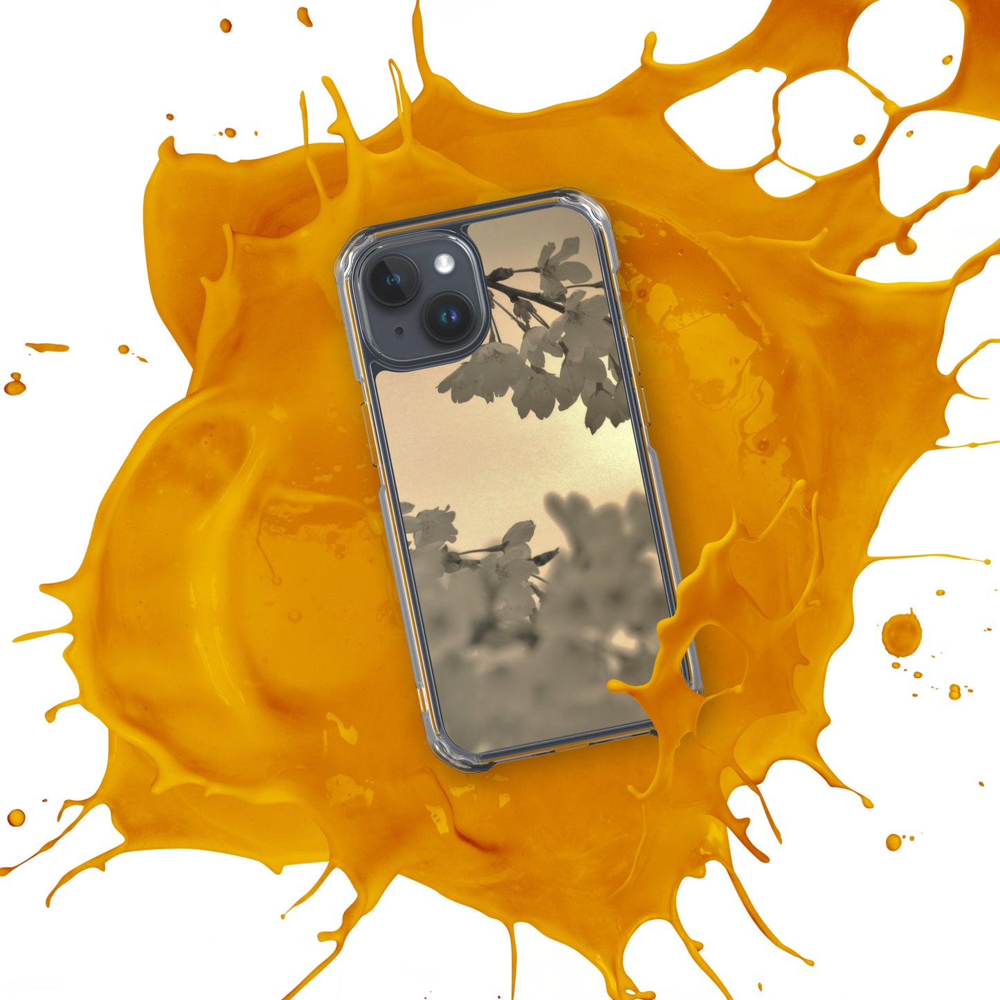 Clear Case for iPhone® - Sepia Cherry Blossoms