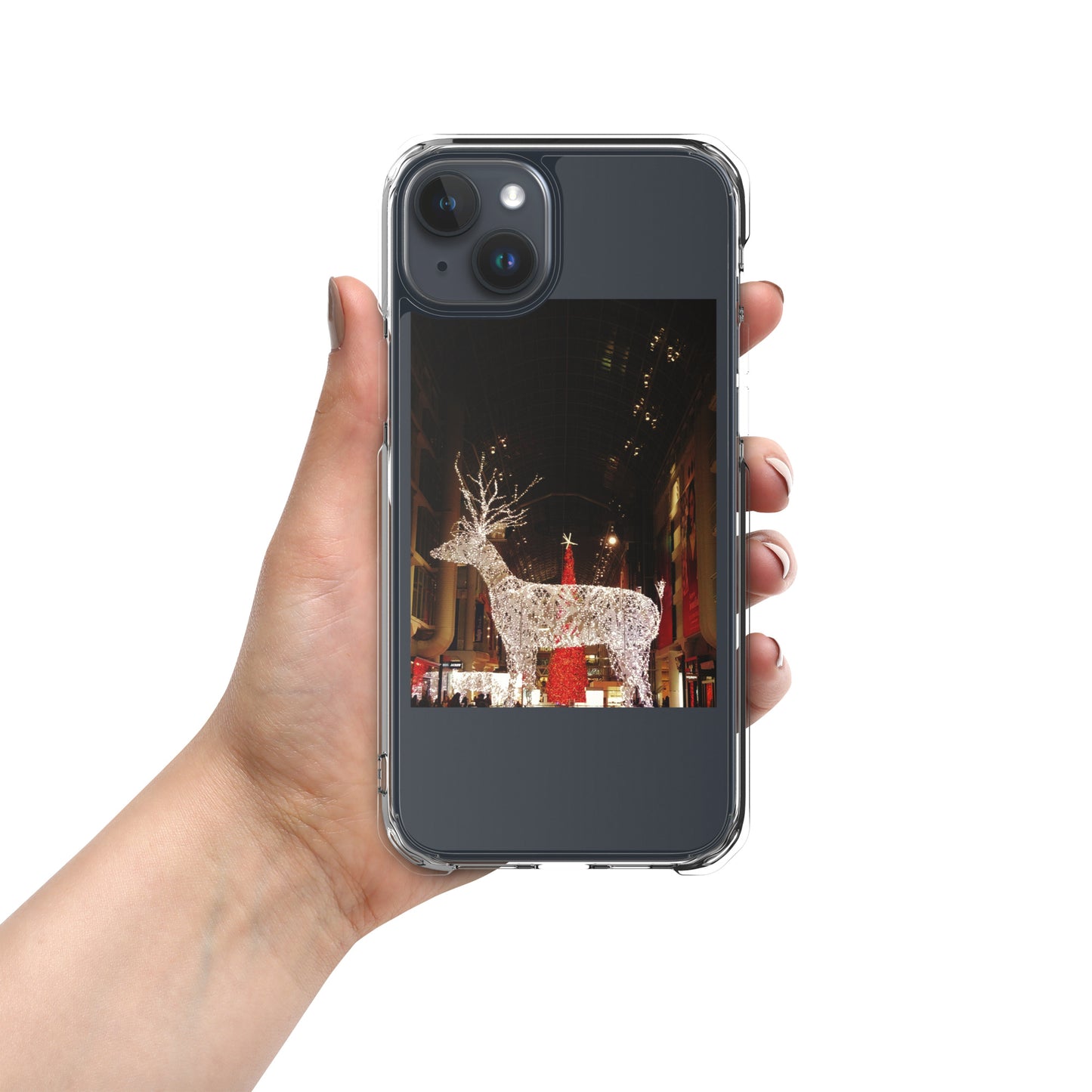 Coque transparente pour iPhone® - Lumières de Noël