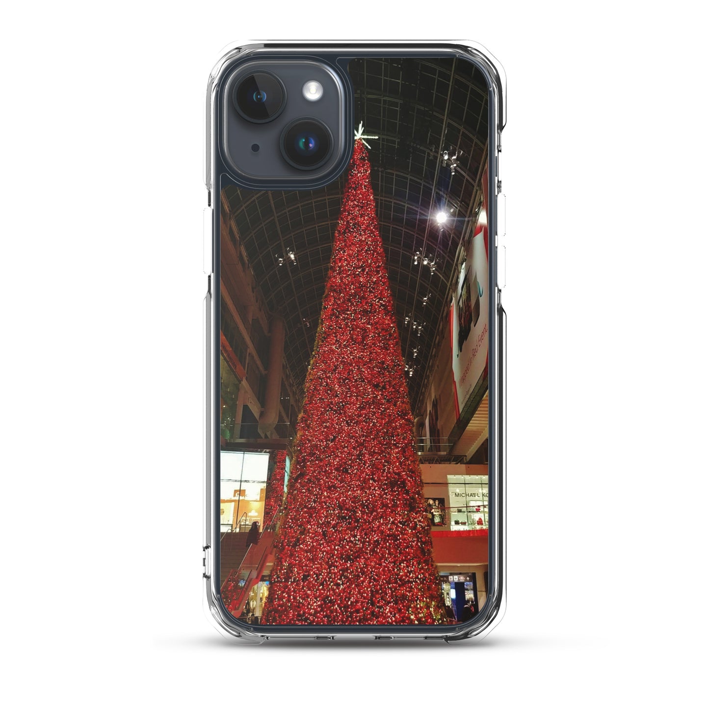 Coque transparente pour iPhone® - Sapin de Noël rouge