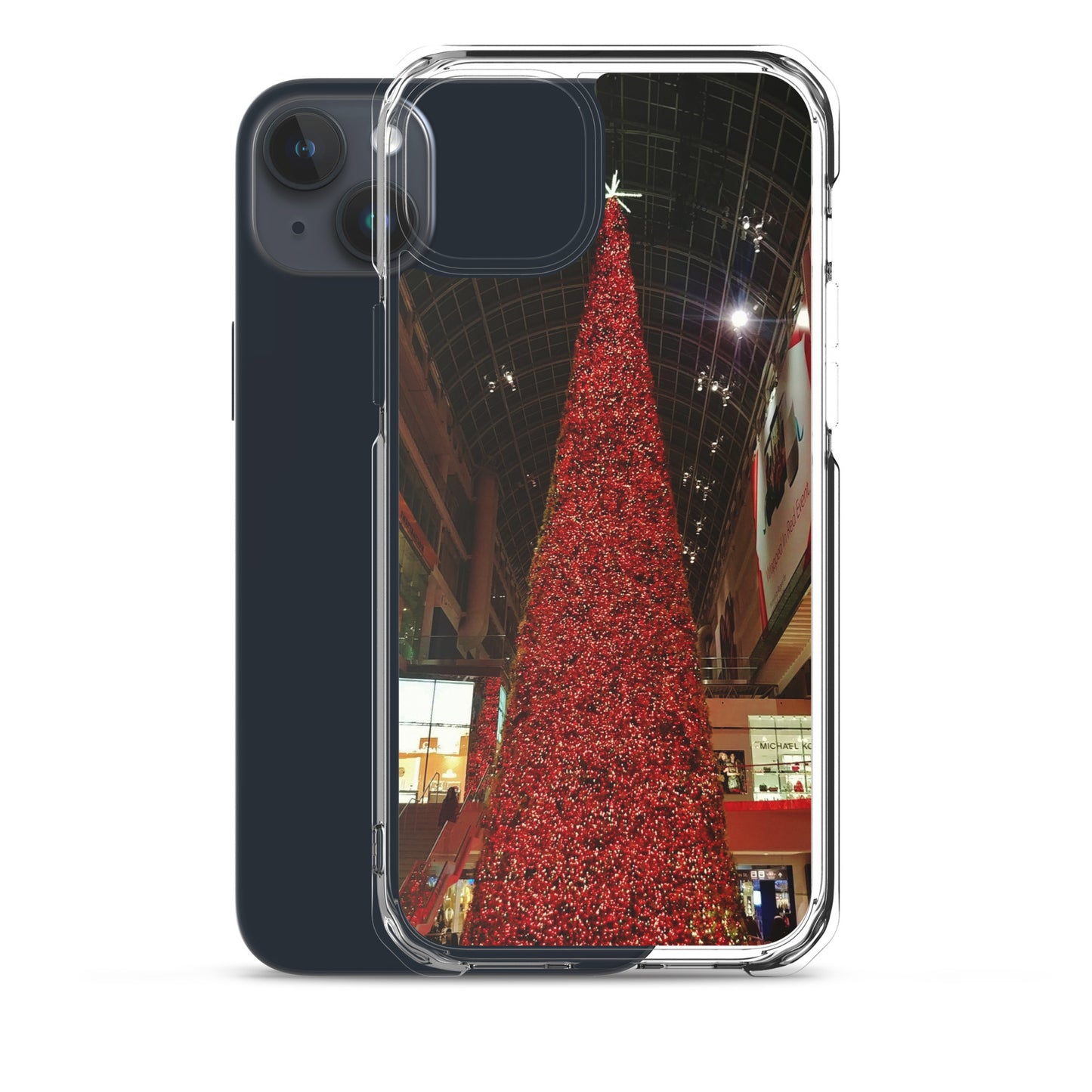 Coque transparente pour iPhone® - Sapin de Noël rouge